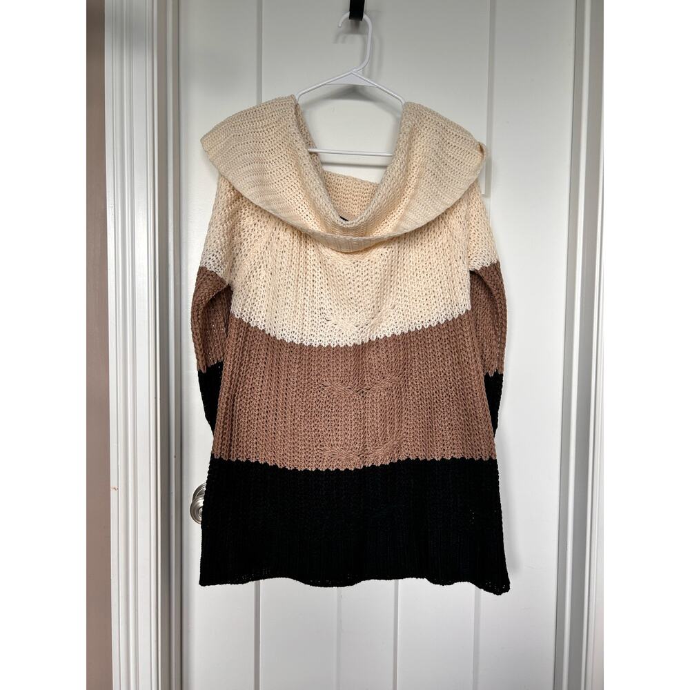 Derek Heart‎ Women's Colorblock Knit Cowl Neck Sweater Cozy Multicolor Size 1X
